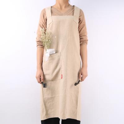 China Bistros Durable Custom Beige Japanese Crossover CHANGRONG Canvas Apron for sale