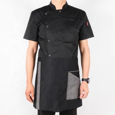 China CHANGRONG cotton kitchen custom made black waiter restaurant short waist apron for sale