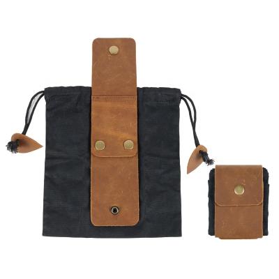 China CHANGRONG Custom High Quality Vintage Mushroom Forager Pouch Genuine Leather Outdoor Bag Water Resistant for sale