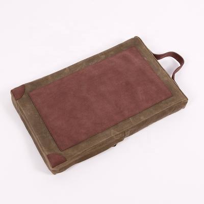 China CHANGRONG Custom Water Resistant Brown Waxed Cotton and Leather Trim Garden Kneeler for sale