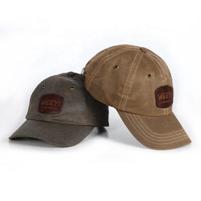 China breathable & CHANGRONG Wax Canvas Waterproof Custom Brown Baseball Hat Logo for sale