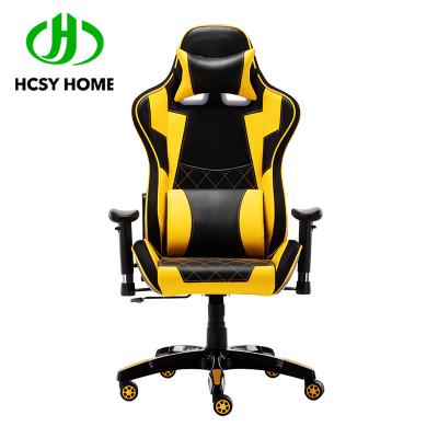 China Luxury Gaming Gamer Computer Chair Massage pu Leather led rgb Yellow Black Scorpion Racing Gaming Chair with Footrest zu verkaufen