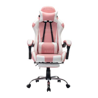 China PU Leather Pink And White Gaming Chair Ergonomic Computer Gaming Chair Girl Office Computer Chair for sale