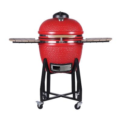 China Easily Assembled Garden Used 21 Barrel Charcoal BBQ Grill Pizza Oven Kamado 24 26 Inch Ceramic BBQ Grills for sale