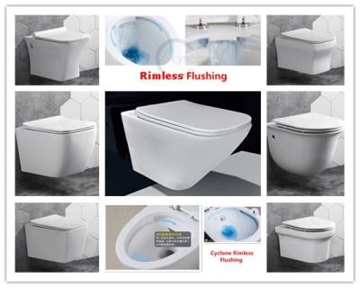 China Automatic Operation Patented Tornado Ceramic Tankless Rimless Flush Wall Hung Toilet Concealed Cistern Bathroom Wall Mounted Toilet for sale