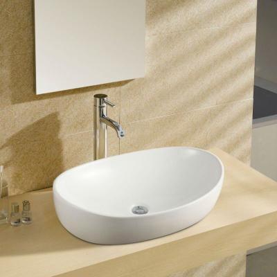 China Modern Luxury White Ceramic Hotel Use Oval Basin Ellipse Bathroom Sink for sale