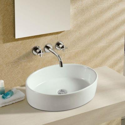 China Modern Countertops Ceramic Art Basin Bathroom Table Wash Solid Outdoor Oval Art Basin for sale