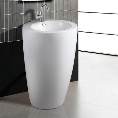 China Eco-friendly White Solid Outdoor Floor Standing Large Hand Basin Sink Round Ceramic Pedestal Bath Sink Basin Designs for sale