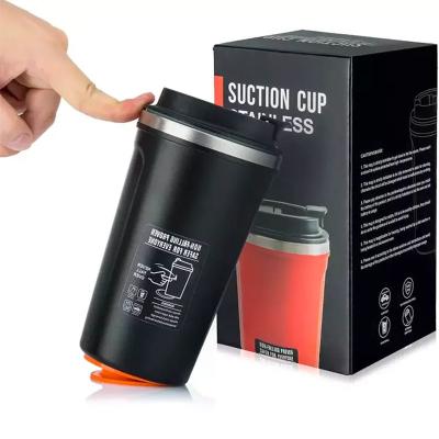 China Sustainable Wholesale Custom Logo Stainless Steel Reusable Color Anti Slip Non Spill Coffee Mug Milk Tea Cup With Suction Mugs for sale