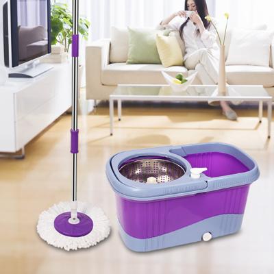 China Tornado Spinning System Easy Rotating Broom With 2 Microfiber Mop Heads for sale