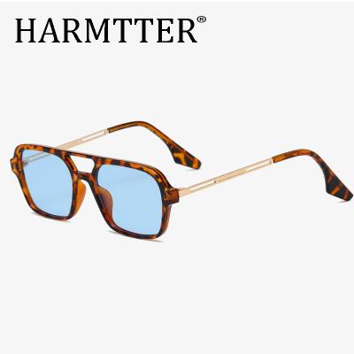 China Retro Double Square Bridges Women Sunglasses Shape Pink Gradient Eyewear Trending Hollow Leopard Blue Sun Glass Men Shades UV400 for sale