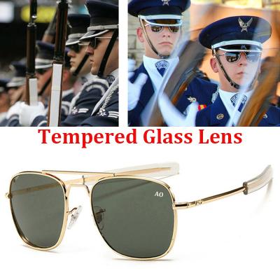 China New Fashion Pilot Sunglasses Men Brand Pilot Designer American Army Military ao Glass Optical Glass Sun Lenses For Male UV400 for sale