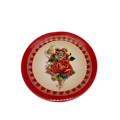 China Simple Hotel Camping Tray Tinplate Round Tray Cheap Custom Made Tinplate Tray for sale