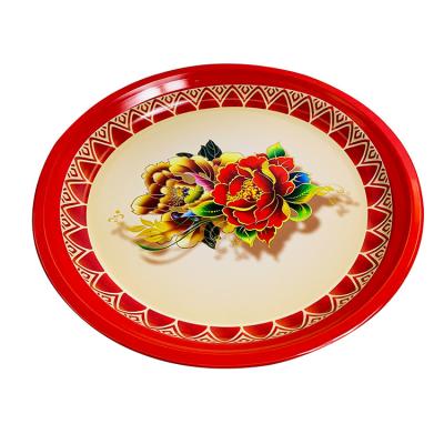 China Simple Round Metal Food Grade Round Cake Tray Restaurant Wedding Tray Wholesale Metal Tray for sale