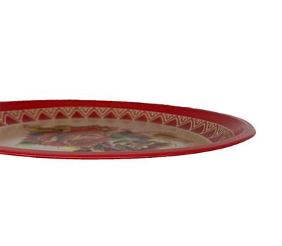 China Simple Cheap Custom Classic Snack Style Tinplate Round Hotel Camping Tray Restaurant Tinplate Round Iron Tray for sale