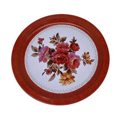 China Simple Round Metal Food Grade Round Cake Tray Restaurant Wedding Tray Wholesale Metal Tray for sale