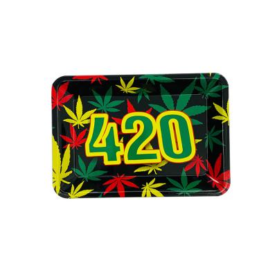 China Food Contact Safe Wholesale Custom Logo Smoke Metal Rolling Tray Custom Rolling Trays Number Trays for sale