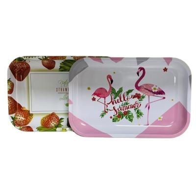 China Simple New Design Custom Metal Tin Tray Tobacco Food Serving Tray For Hotel for sale