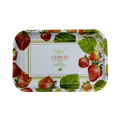 China Simple Custom Metal Tin Rolling Tray Tobacco China Smoking Tray Food Serving Tray for sale