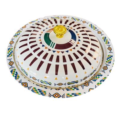 China Sustainable Bache Pour Bowls In White Color Metal Plate Islam With Various Pattern Printing Tinplate Basin for sale