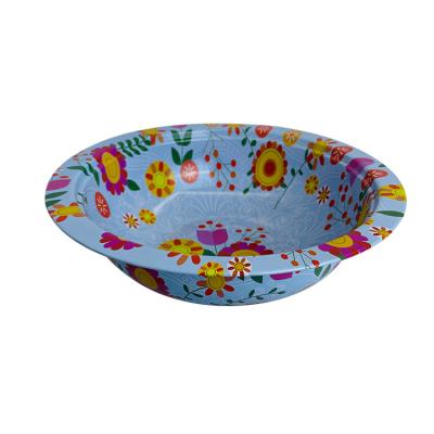 China OEM Viable Factory Wholesale Logo Customized Printed Round Metal Bowl Salad Bowl for sale