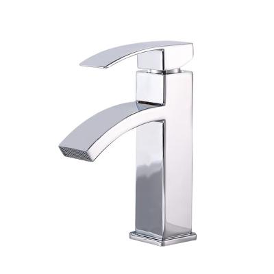 China Metered Faucets Bathroom Sink Faucet Factory Supplier Deck Mounted Zinc Single Hot Body Hand Wash Cold Water Chrome Handle Square Basin Faucet for sale