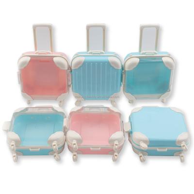 China Colorful Mini Eyelash Suitcase 3d Eyelash Luggage Shape Lash Box 25mm Lashes Package Eyelash for sale