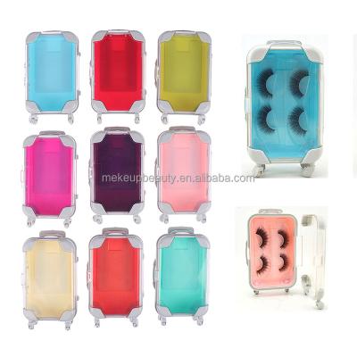 China Wholesale Colorful Mini Cute Suitcase For 25mm Mink Eyelashes Custom Clear Eyelashes Box Bag for sale