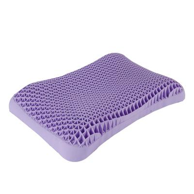 China Purple 100% Planets Grid Elastic Ergonomic Elastic Neck Shoulder Cervical Support Pillow For Teens With Breathable Pillow Cove for sale