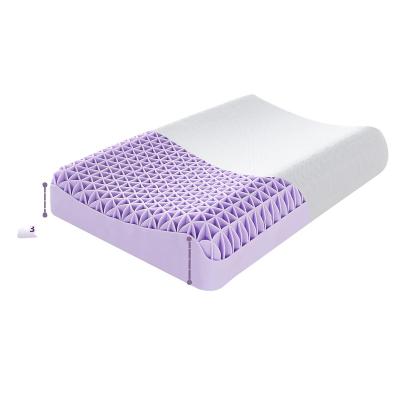 China Pillow 100% Anti-static Purple Elastic Grid Planets Band Support Pillow For Neck Shoulder Pain Relief Ergonomic Cervical Pillow for sale