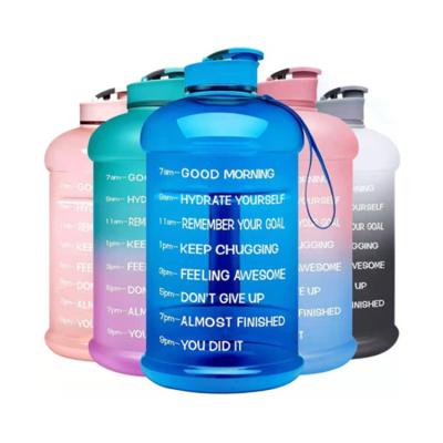 China Viable Motivational Large Water Bottle with Time Marker and Straw Leakproof Tritan BPA Free 2.2L Water Jug for sale