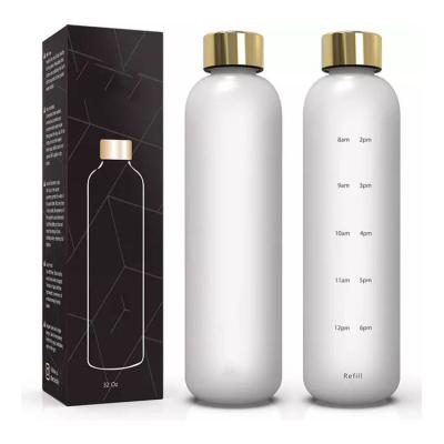 China Viable Motivational 32oz Water Bottle With Time Marker Mist Spray Sports Water Bottle for sale