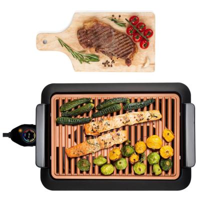 China Hot Selling Family BBQ Electric Steak Smokeless Grill with Oil Pan, Professional Smokeless Grill BBQ Pan for sale