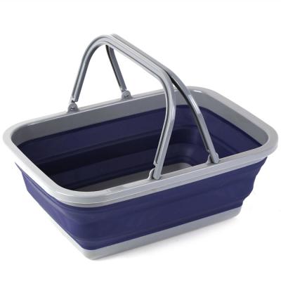 China Viable Custom Color Collapsible Storage Container Plastic Collapsible Shopping Basket for sale