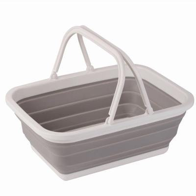 China Sustainable Collapsible Plastic Shopping Picnic Basket Storage Collapsible Plastic Shopping Basket With Handle for sale