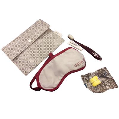 China Airline or Hotel Customized Airline Cabin Offer Flight Travel Eye Mask Hotel Shampoo Kit Qatar Airlines Amenity Kit Bag for sale