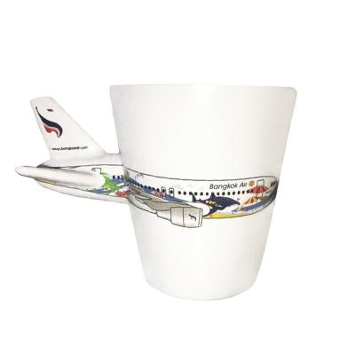 China Customized Viable Ceramic Coffee Cup Mugs 250ml Milk Tea Coffee Mugs Airlines Logo Mug Bangkok Air Mug for sale