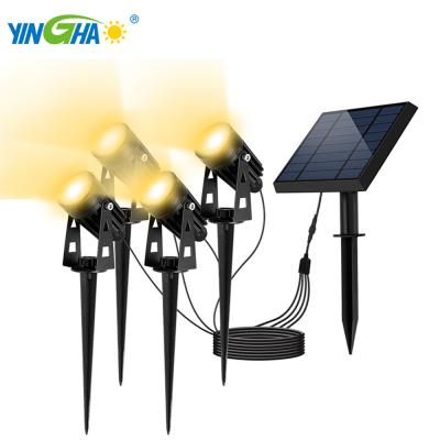 China Aluminum Solar Powered Solar Security Spike Lights Outdoor Garden LED Landscape Waterproof Lawn Double Head Solar Garden Spotlights for sale