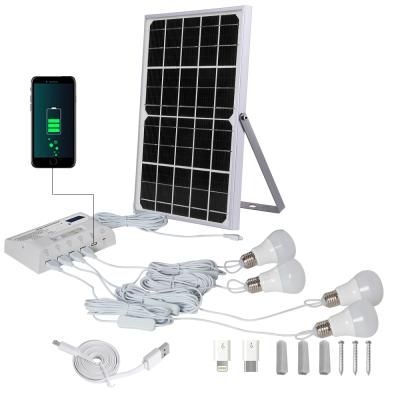 China 12W Solar Panel Power System Portable Home House With Led Bulb Light And Mobile Charger for sale