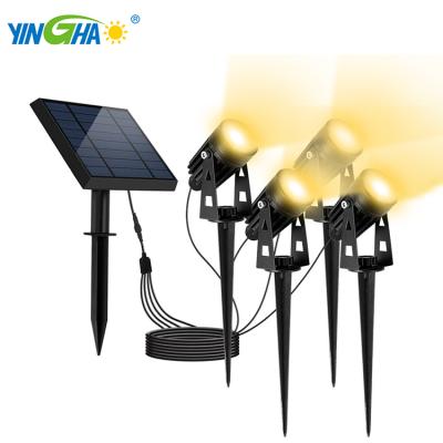 China Aluminum Outdoor Waterproof Luminous Solar Led Lawn Spike Security Tree Spot Solar Garden Flood Lights Solar Powered Flood Light for sale