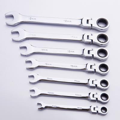 China Chrome vanadium steel 8pcs Flexible Head ratchet wrench set ratcheting wrench combination set spanner for sale