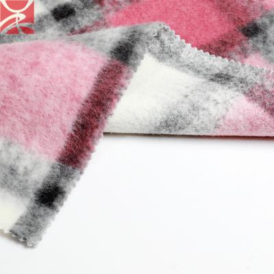 China Autumn And Winter Wool Polyester Sustainable Hot Selling Acrylic Knit Plaid Fabric For Overcoat for sale