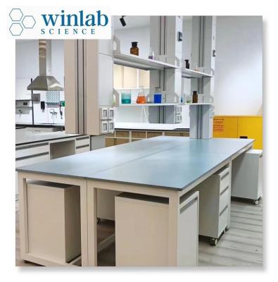 China Modern Steel and wood Lab Furniture work bench laboratory equipment workbench HPL hospital furniture medical cabinet lab work table for sale