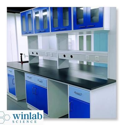 China Modern High quality CE certified lab furniture steel or wood lab bench with floor mounted work bench for sale