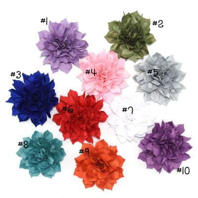 China Chiffon Accessories Chiffon Lotus Flower DIY Photography Props Flower With Headband&Clip Hair Accessories For Kids for sale