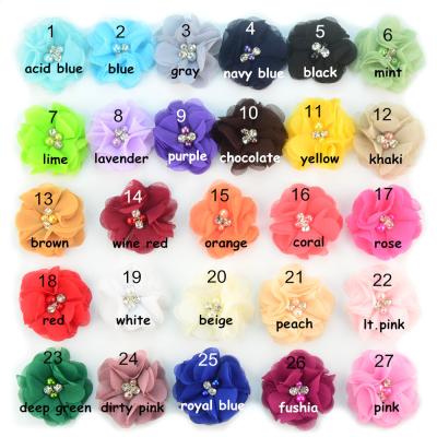 China Elegant 30pcs/lot New Children's Chiffon Rhinestone Flower Headband Hand-stitched Flower Set On The Line for sale