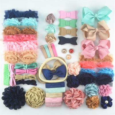 China 51pcs/set Flower Shower Headband Station DIY Shower Headband DIY Kit Elegant Headbands Kit Shabby Headbands for sale