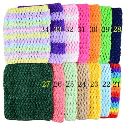 China Wholesale Polyester 6 Inch Elastic Girl Tube Waffle Headbands Crochet Headwear 15x15cm 34 Colors For Women Girls for sale