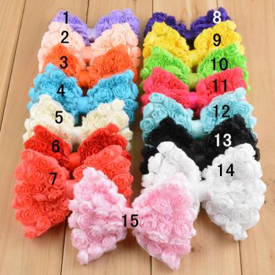 China Three-Dimensional Pink Chiffon Bow 6 Rows Hair Decoration 10cm Lace Bow Hair Accessories for sale