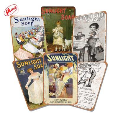 China Europe And The USA Sunlight Soap Tin Sign Art Wall Decor, Retro Vintage Metal Aluminum Sign 20x30cm for sale